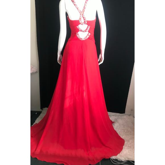 ✨ Red Rhinestone Open Back Gown – XS | Worn Once - Picture 2 of 4